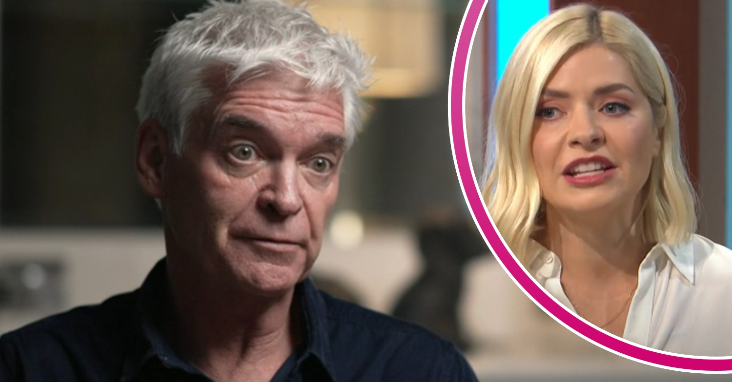 Phillip Schofield talking in BBC interview and Holly Willoughby on ITV show Lorraine