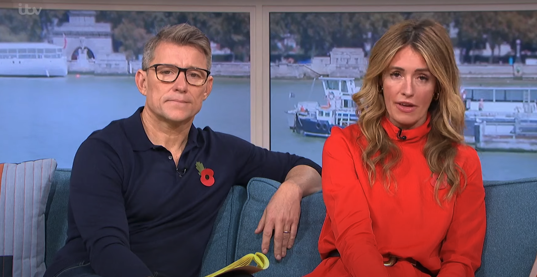 This Morning presenters Ben Shephard and Cat Deeley wearing their poppies