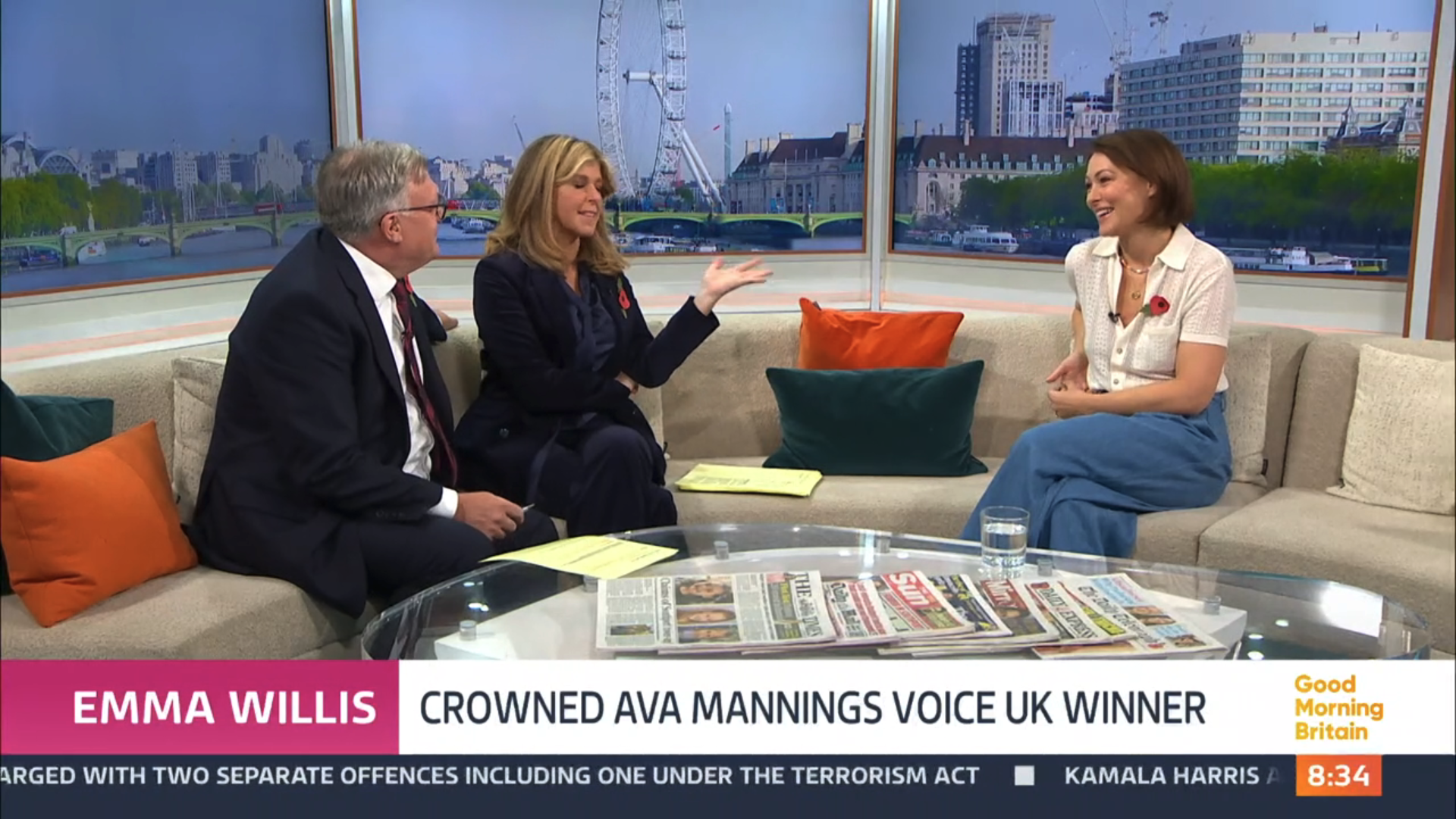 Ed Balls and Kate Garraway speaking to Emma Willis