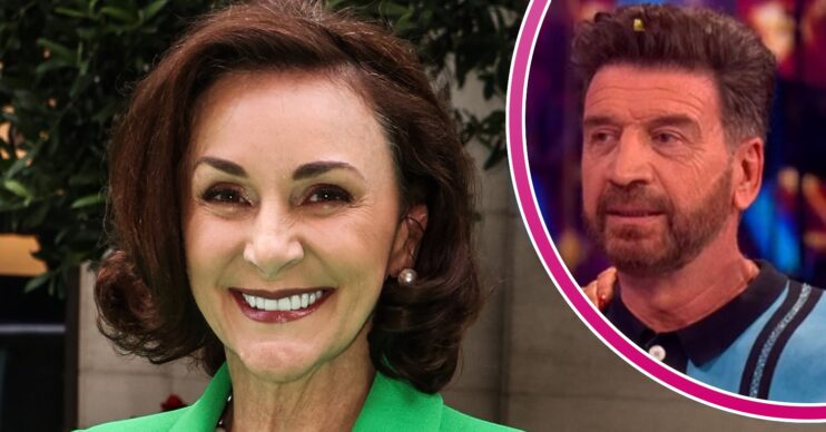 Shirley Ballas smiling at event and Nick Knowles looking forward on Strictly