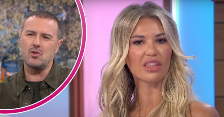 Paddy McGuinness looking stern / Christine looking sad