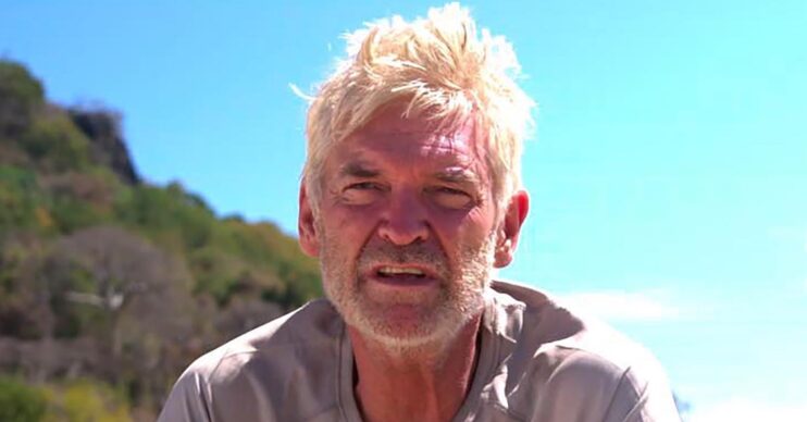 Phillip Schofield grimacing on Cast Away