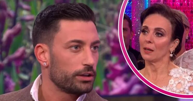 Giovanni Pernice and Amanda Abbington with shocked expressions