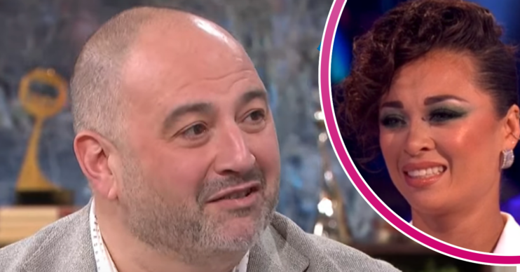 Wynne Evans on This Morning beside a grimacing Katya Jones on Strictly Come Dancing