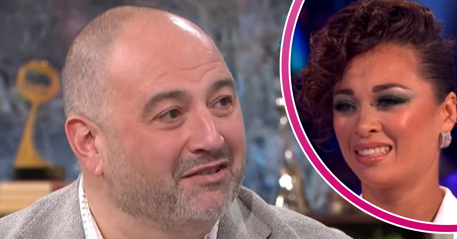 Wynne Evans on This Morning beside a grimacing Katya Jones on Strictly Come Dancing