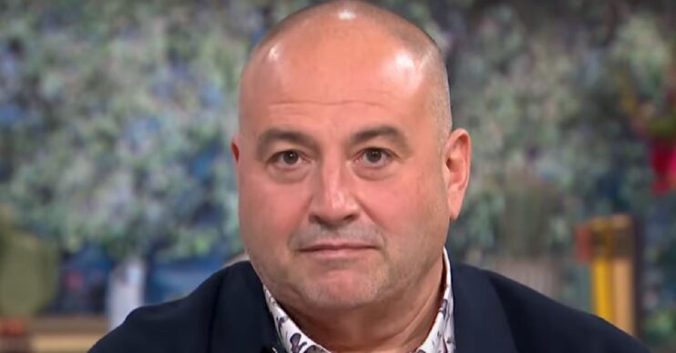 Wynne Evans looking straight to camera on This Morning