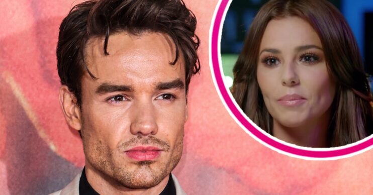 Liam Payne on a red carpet and Cheryl looking serious