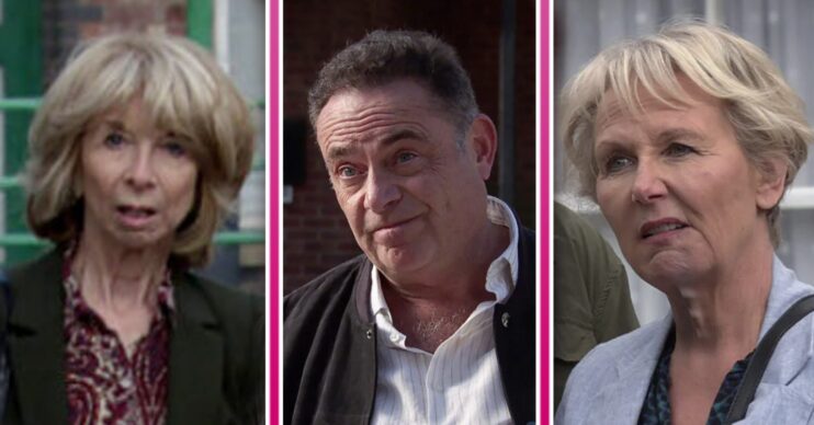 Gail, Jesse and Eileen serious in Coronation Street