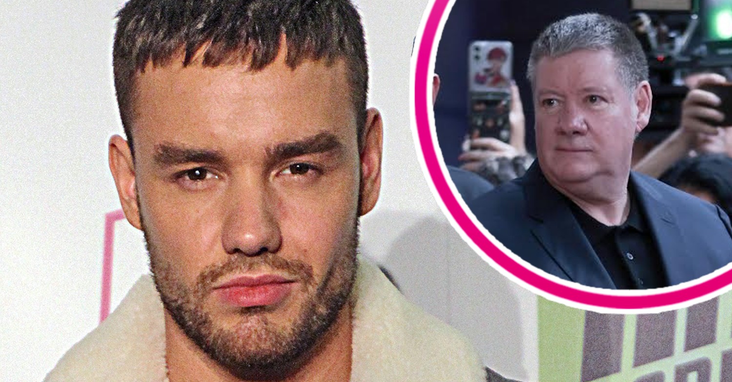 Liam payne posing and his dad outside a hotel