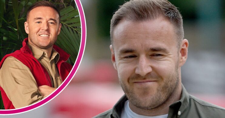 Alan Halsall smiling and inset on his I'm A Celebrity headshot