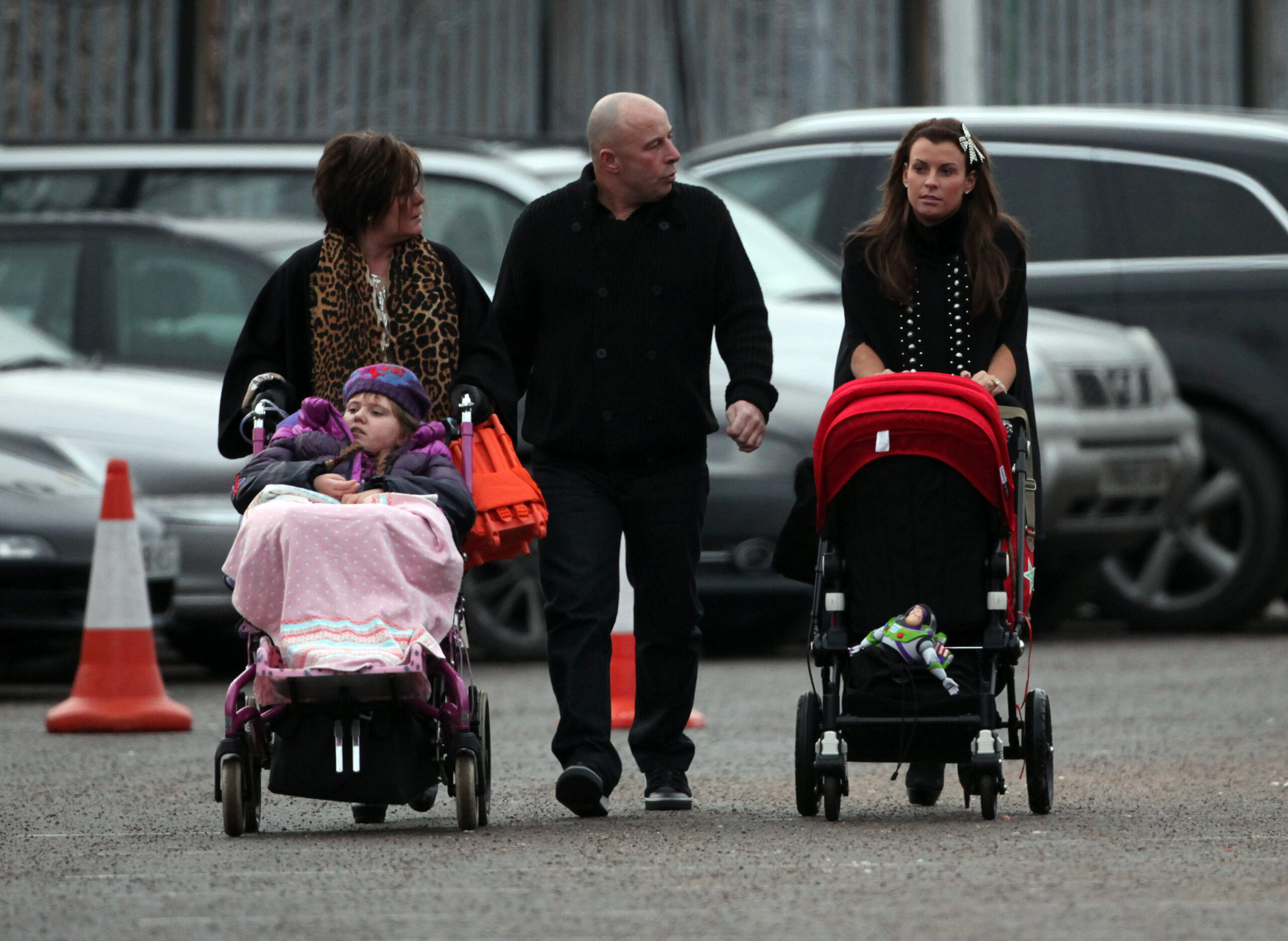 Coleen Rooney with her mum, dad and sister Rosie in a wheelchair