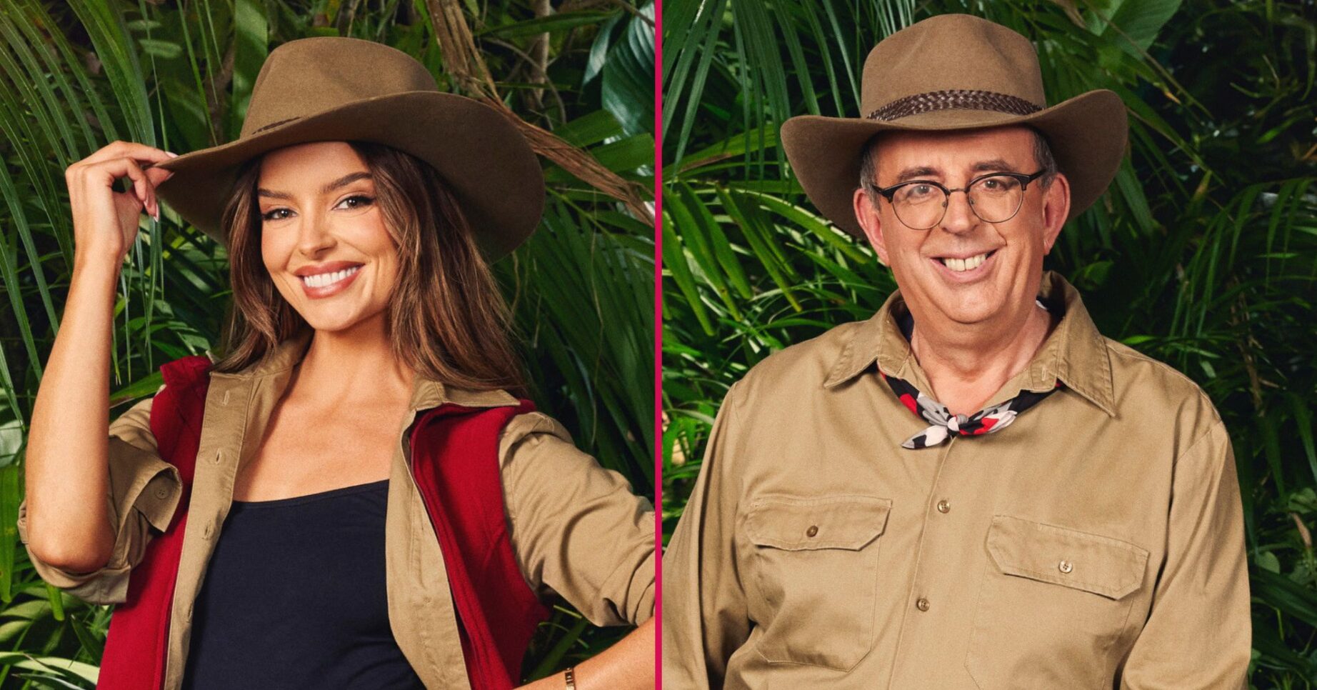 Maura Higgins and Richard Coles smiling on I'm A Celeb