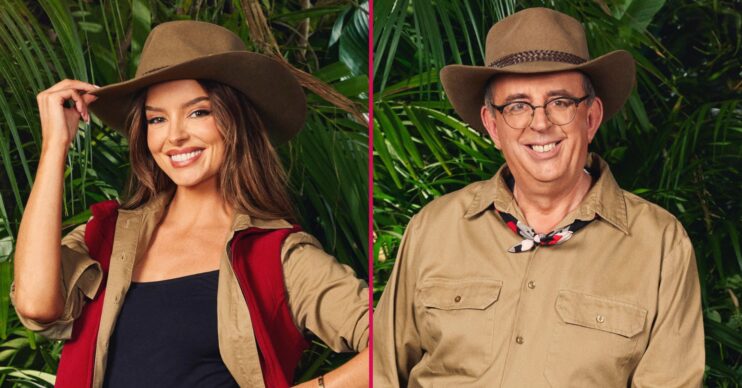 Maura Higgins and Richard Coles smiling on I'm A Celeb
