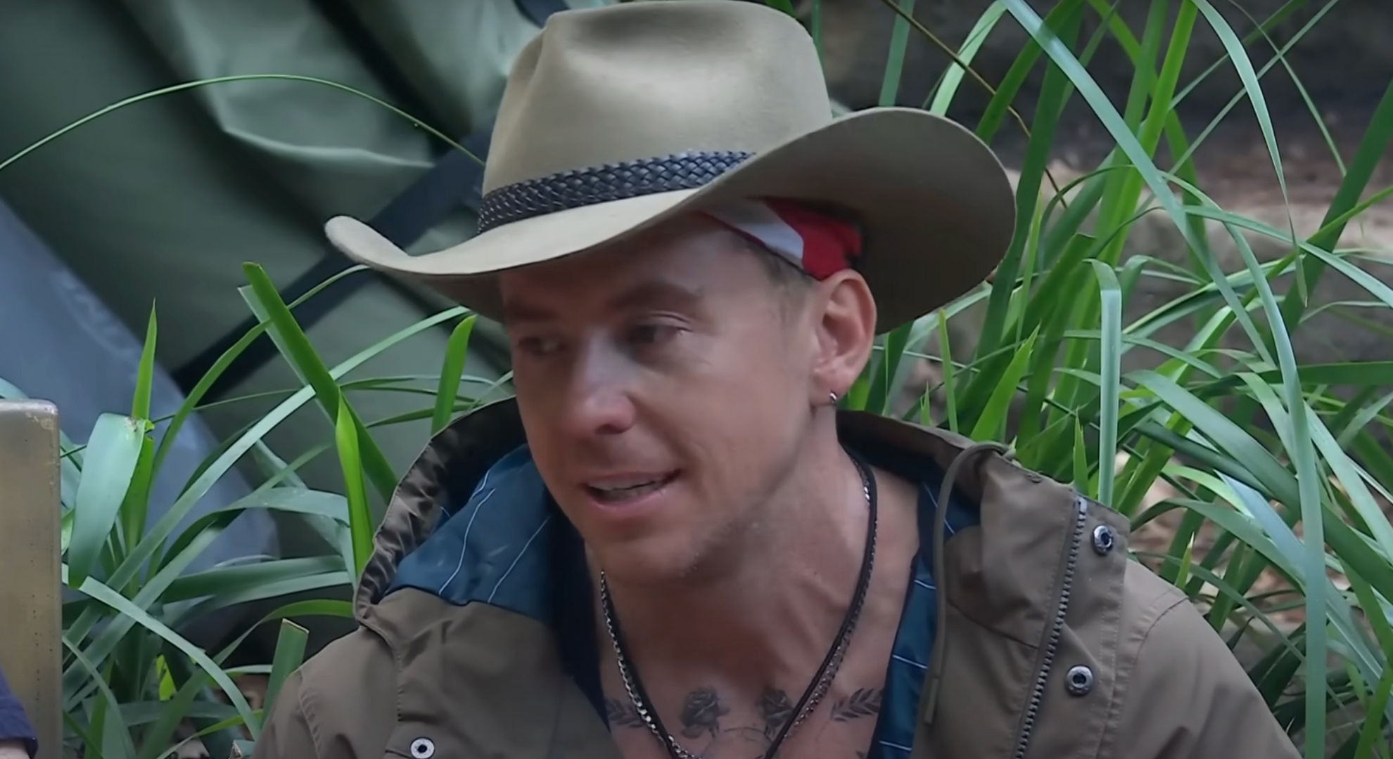 Danny Jones with emotional expression on I'm A Celebrity