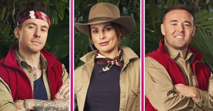 ED! composite of Danny Jones, Coleen Rooney and Alan Halsall in I'm A Celebrity 2024 official pics