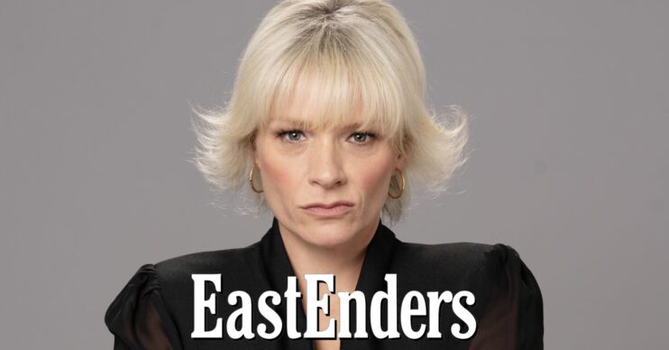 Nicola Mitchell looking stern on EastEnders; logo inset (Credit: BBC/Composite: ED!)