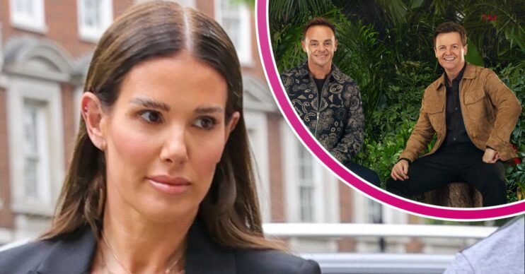 ED! composite of Rebekah Vardy outside court and Ant and Dec smiling in official I'm A Celebrity image