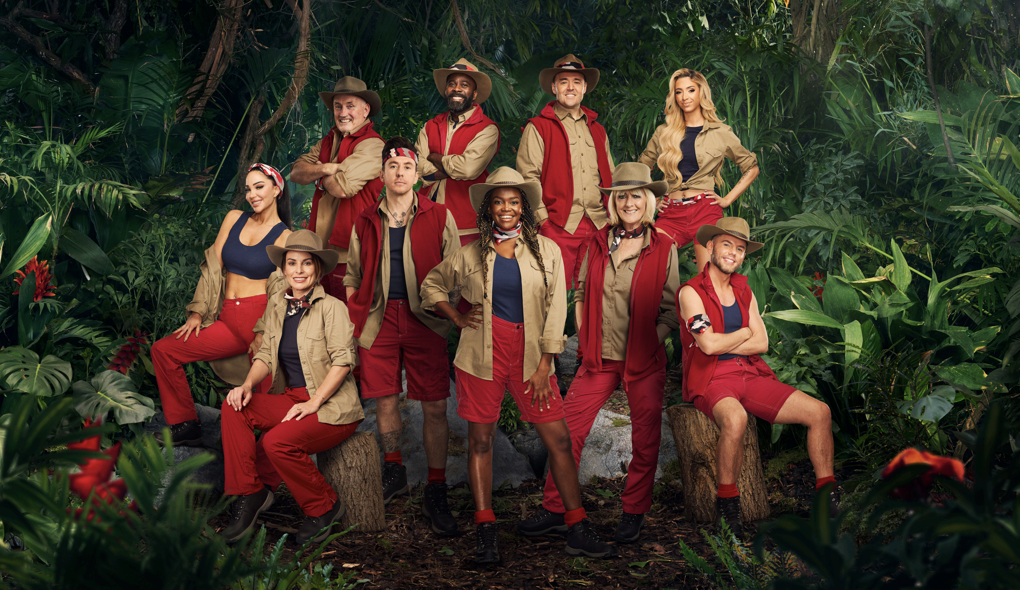 The full cast of I'm A Celebrity 2024 pose together for a jungle photo shoot