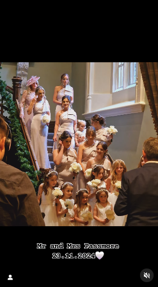 Millie Radford on her wedding day surrounded by guests
