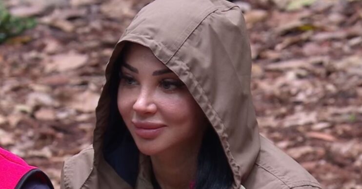 Tulisa Contostavlos with her hood up on I'm A Celebrity