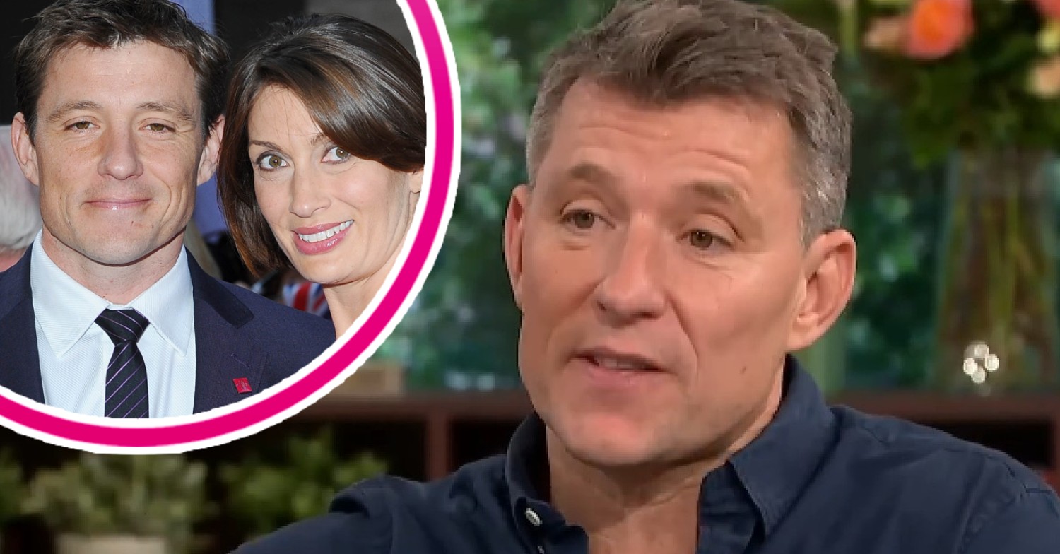 Ben Shephard and wife Annie posing with Ben looking serious