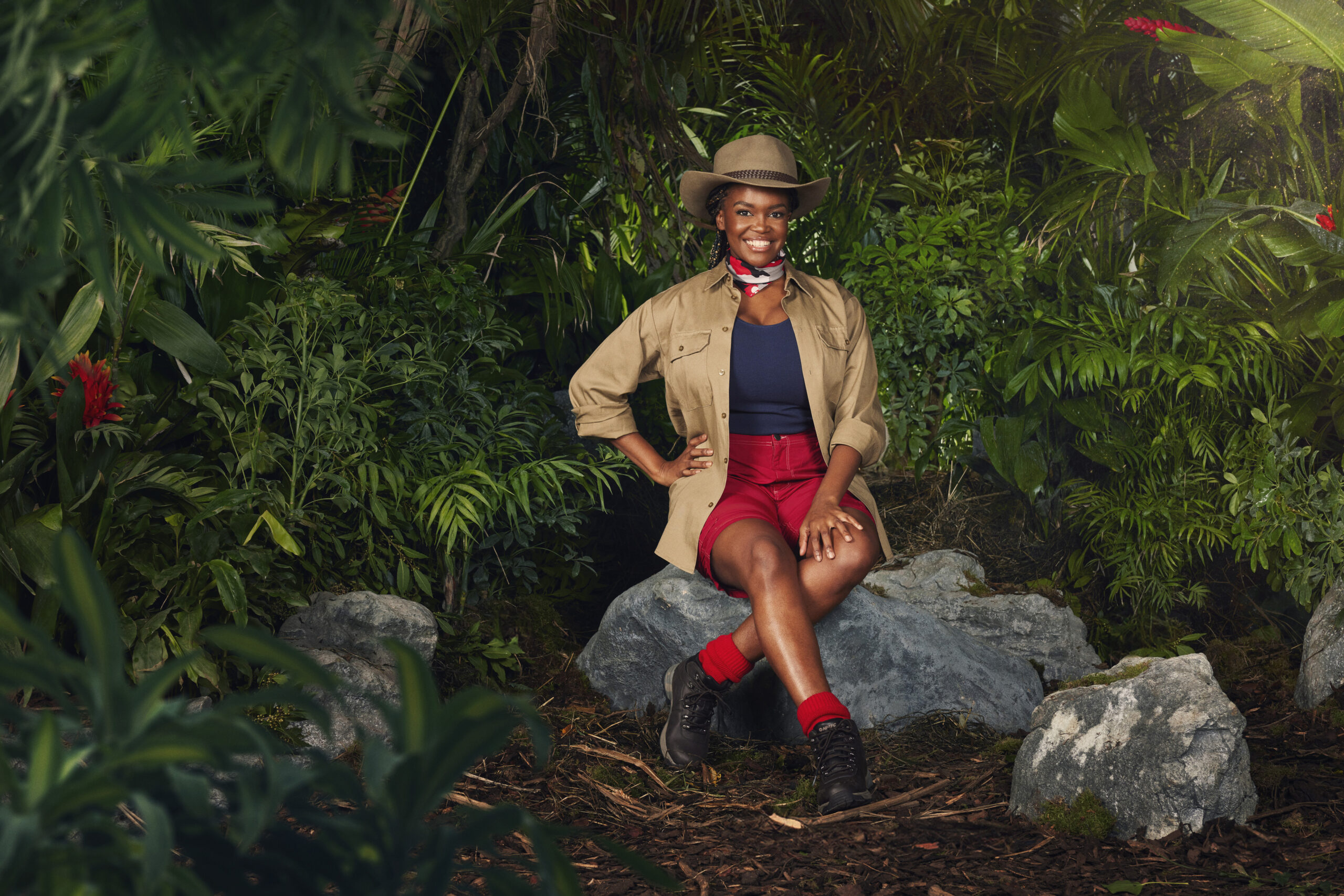 Strictly's Oti Mabuse poses in the jungle for I'm A Celebrity