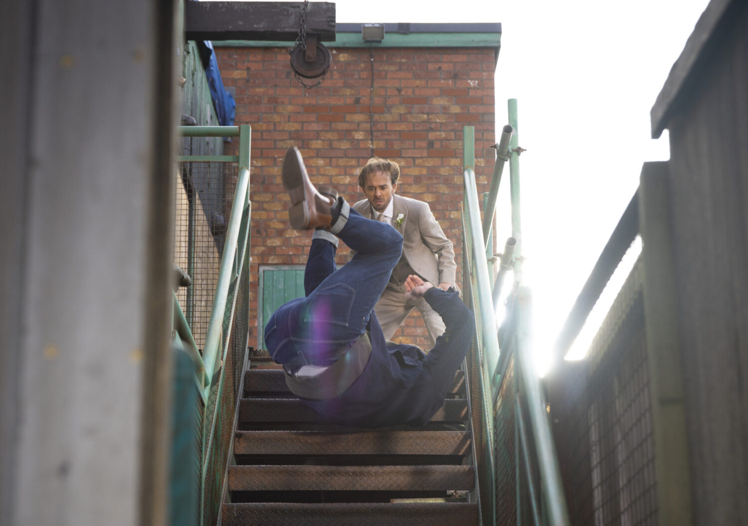 Coronation Street: David pushing Adam down the stairs 