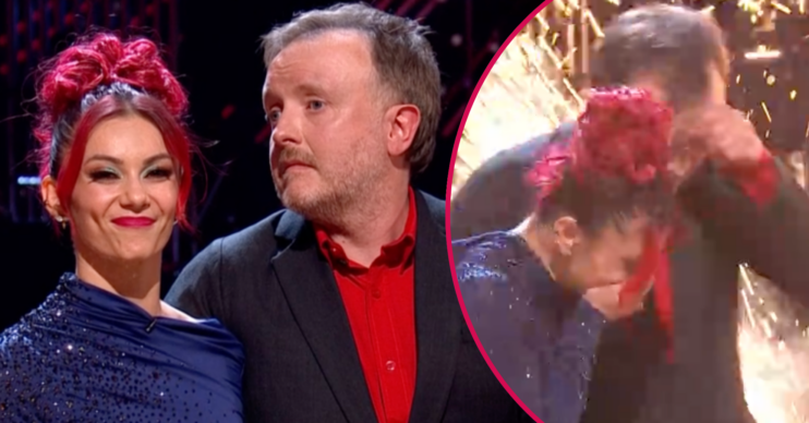 Chris and Dianne on Strictly embracing