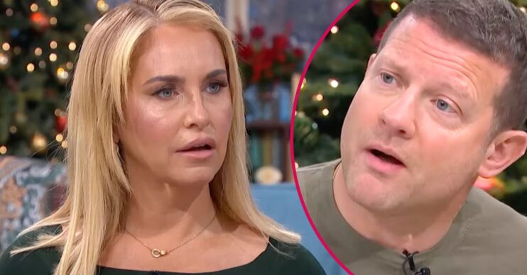 Josie Gibson with shocked expression on This Morning with a bewildered Dermot O'Leary