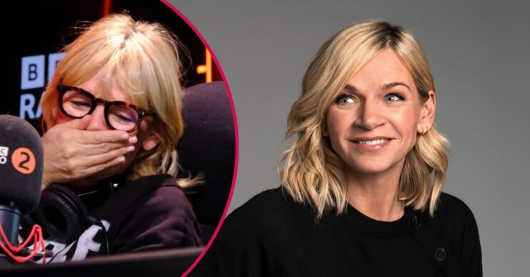 Zoe Ball crying on BBC Radio 2 / Zoe Ball smiling in a press pic