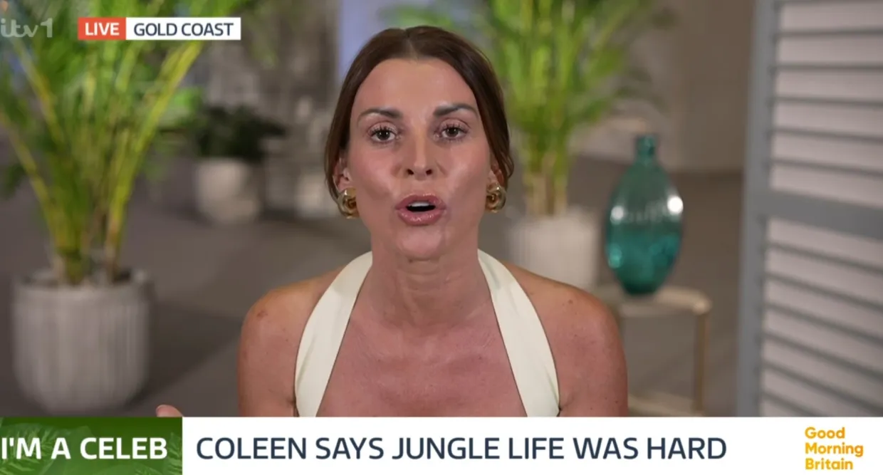 Coleen Rooney wearing a white dress on GMB