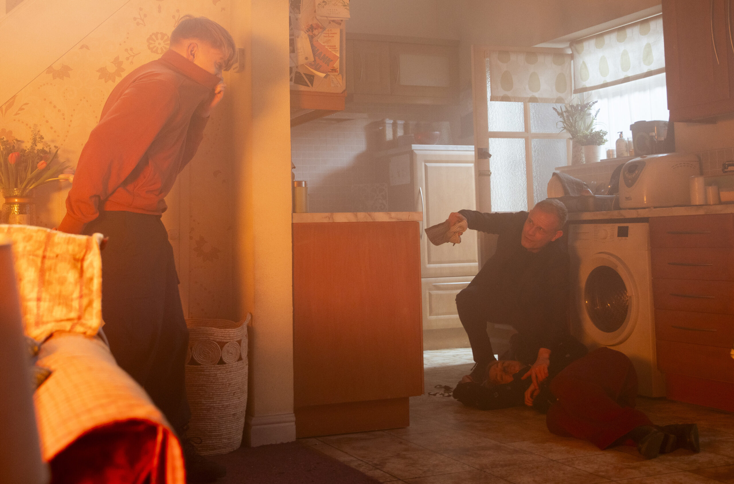 Max, Toyah and Nick in fire