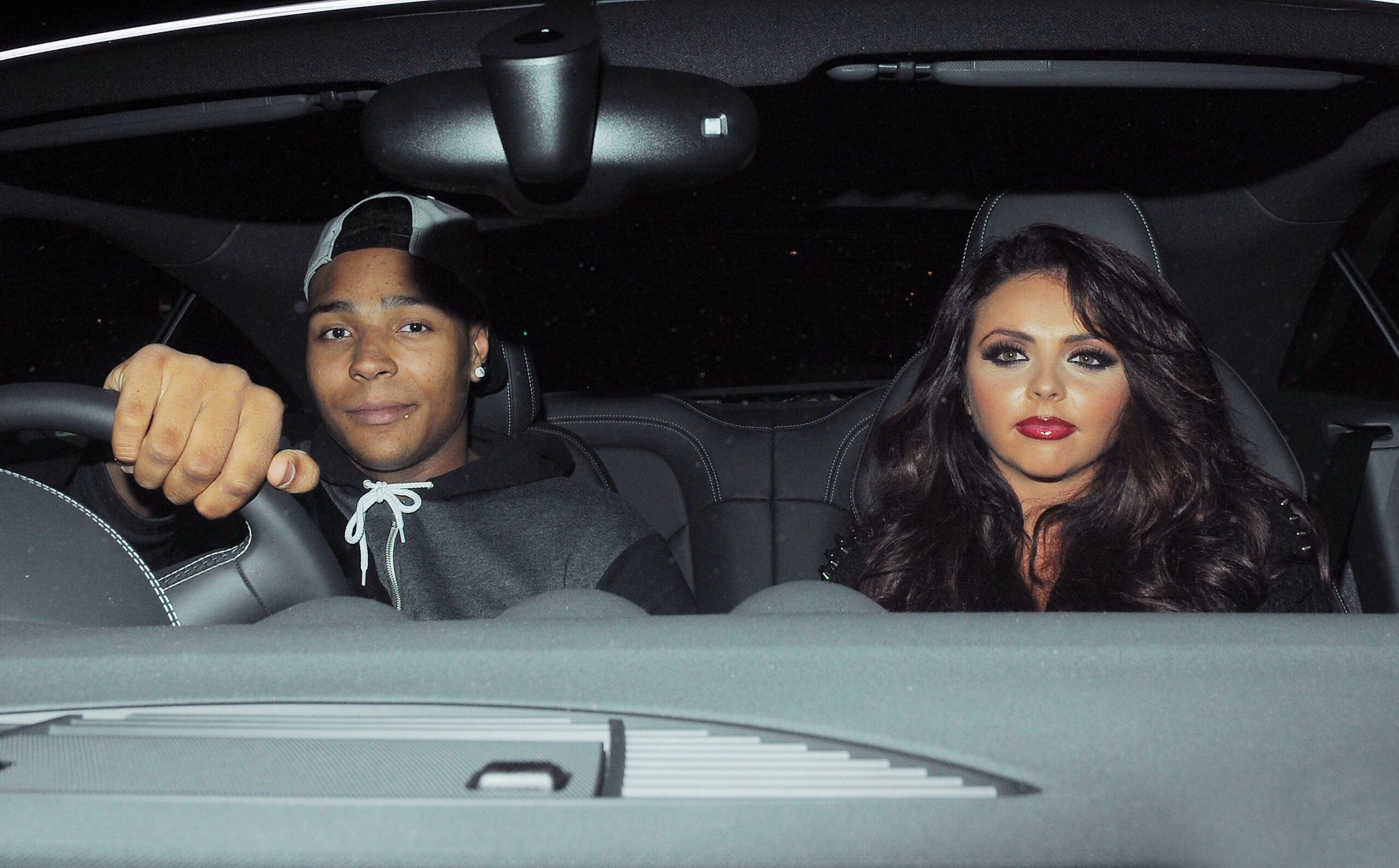 Jesy Nelson and Jordan Banjo in a car