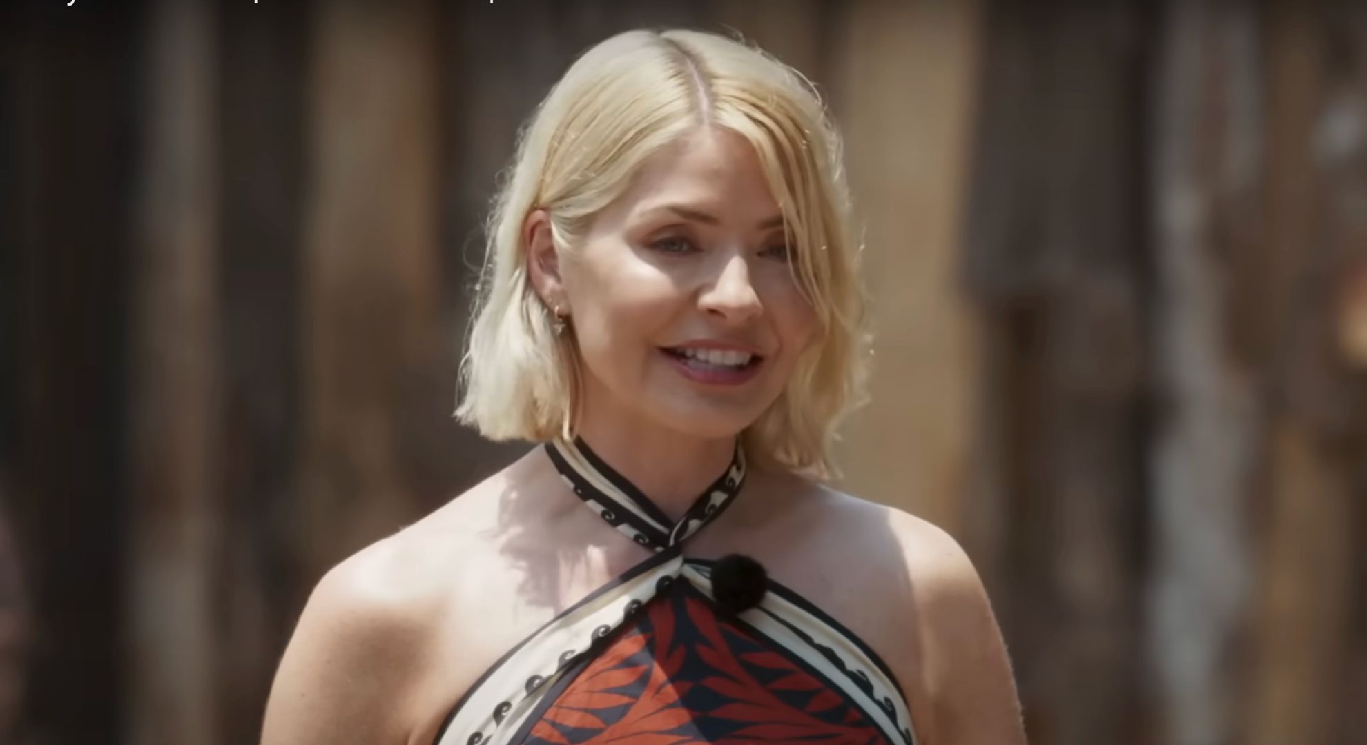 Holly Willoughby in a dress on Bear Hunt