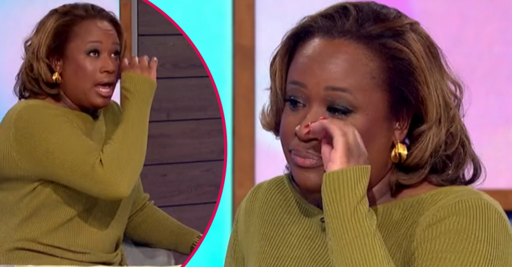 Charlene White wiping away tears on Loose Women