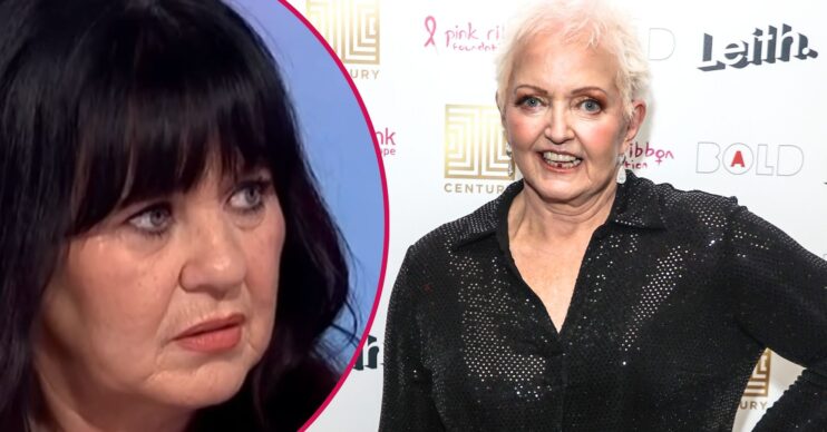 Coleen Nolan frowning beside Linda Nolan
