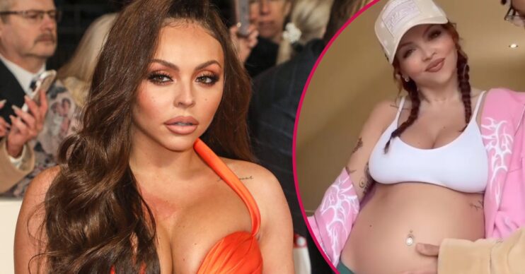 Jesy Nelson and her baby bump inset