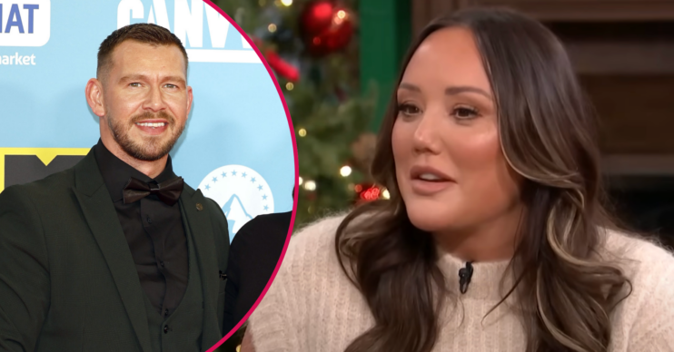Jake Ankers smiling / Charlotte Crosby speaking on This Morning