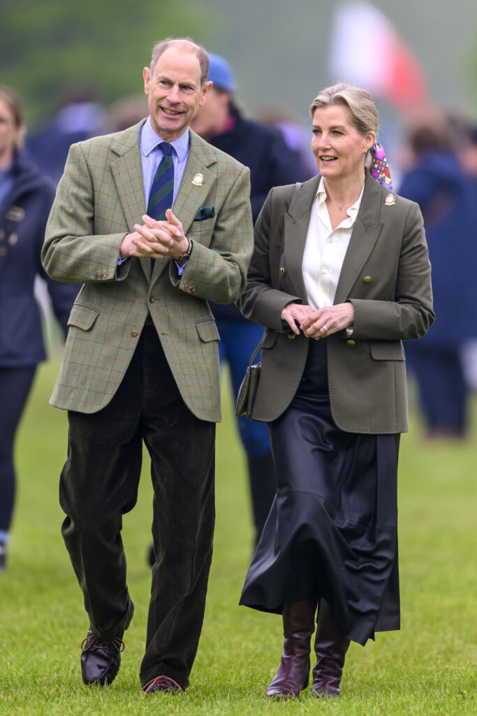 Prince Edward and Sophie talking and smiling during royal engagement