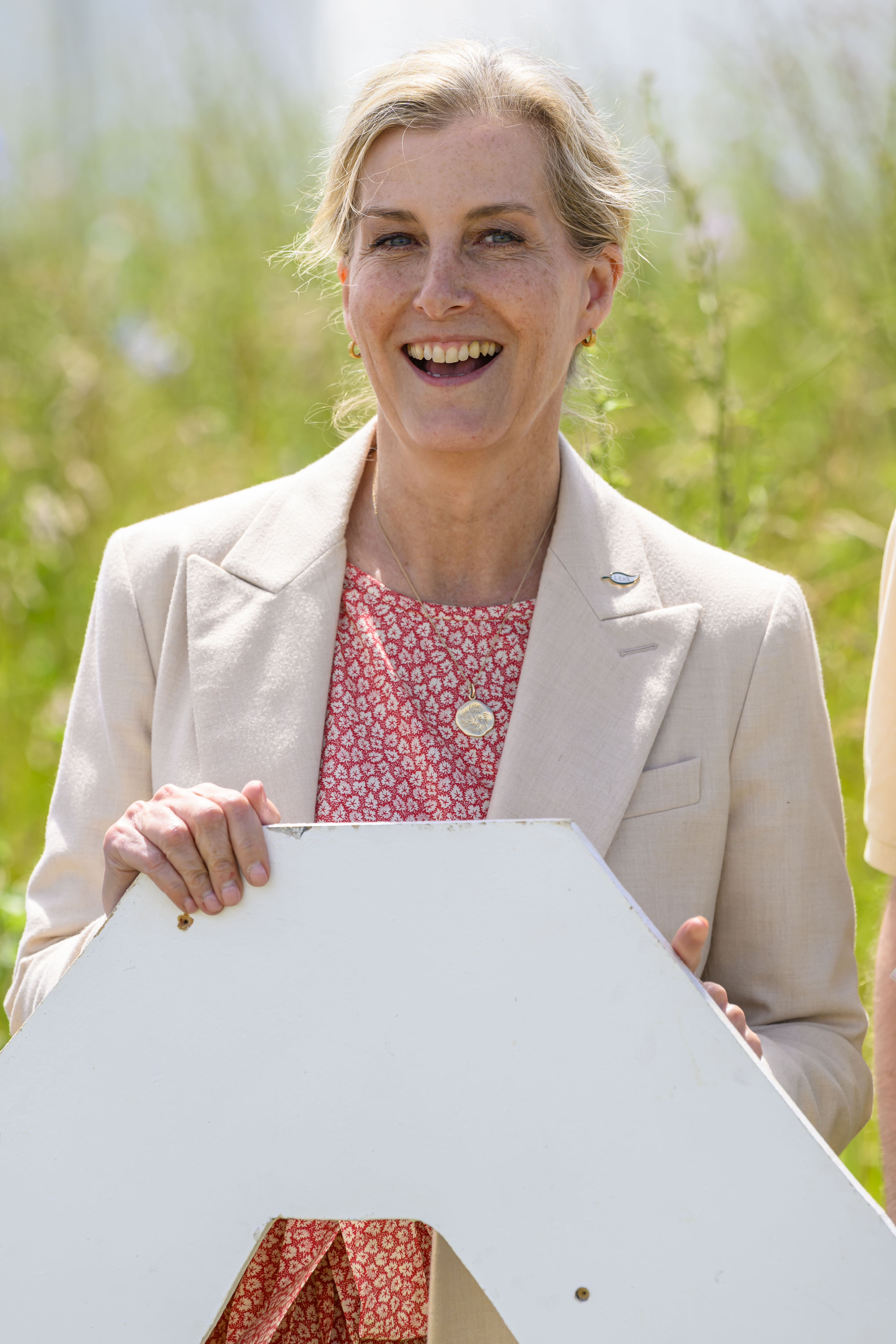 Sophie, Duchess of Edinburgh in floral dress during royal engagement
