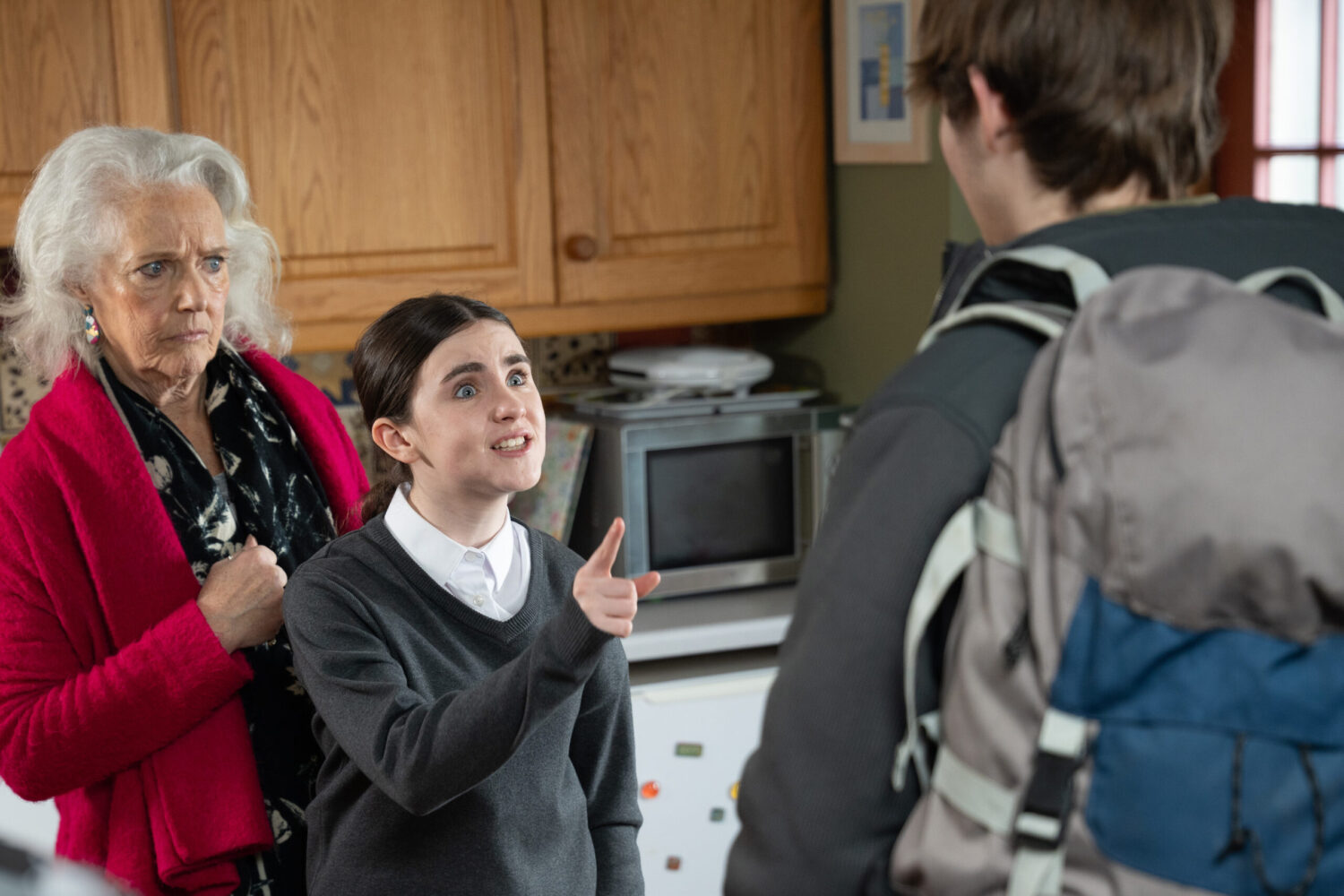 Mary, April and Dylan talking