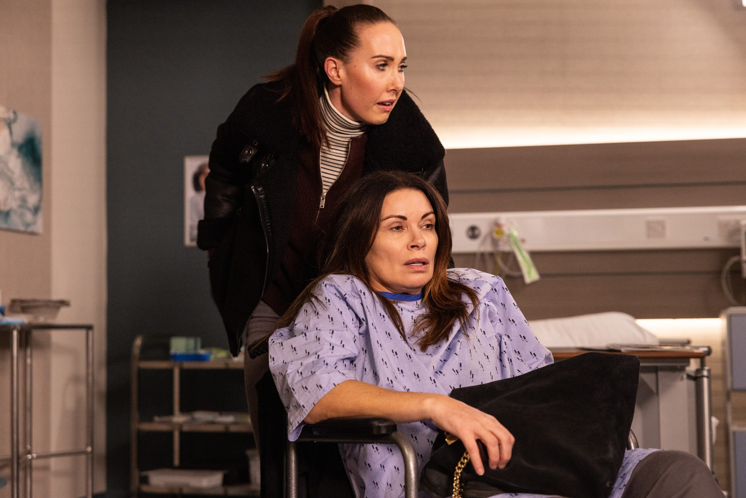 Coronation Street's Mandy is pushing Carla in her wheelchair