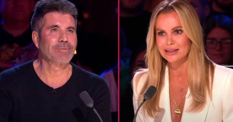 Simon Cowell listens, Amanda Holden looks surprised