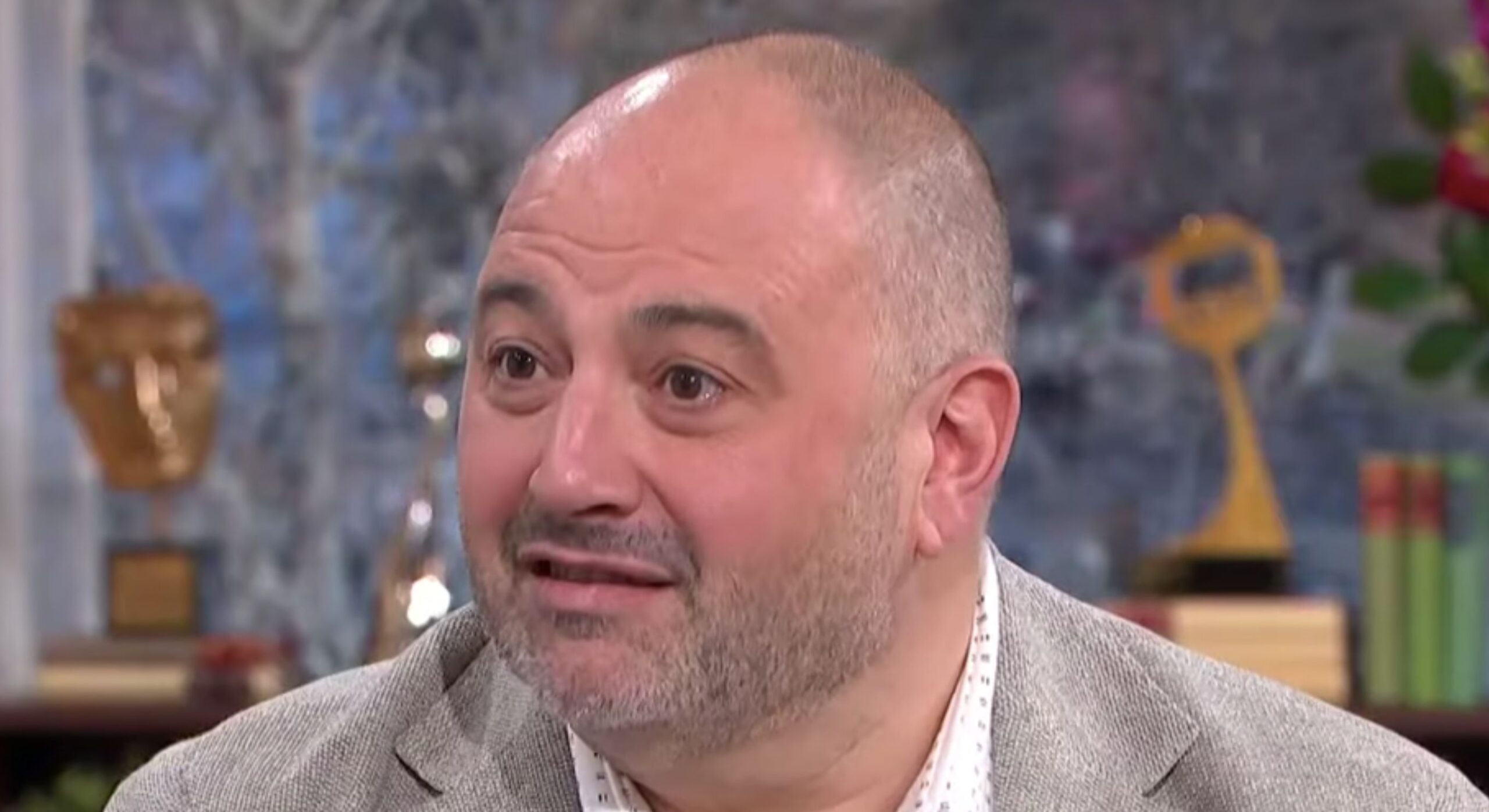 Wynne Evans looking serious on This Morning