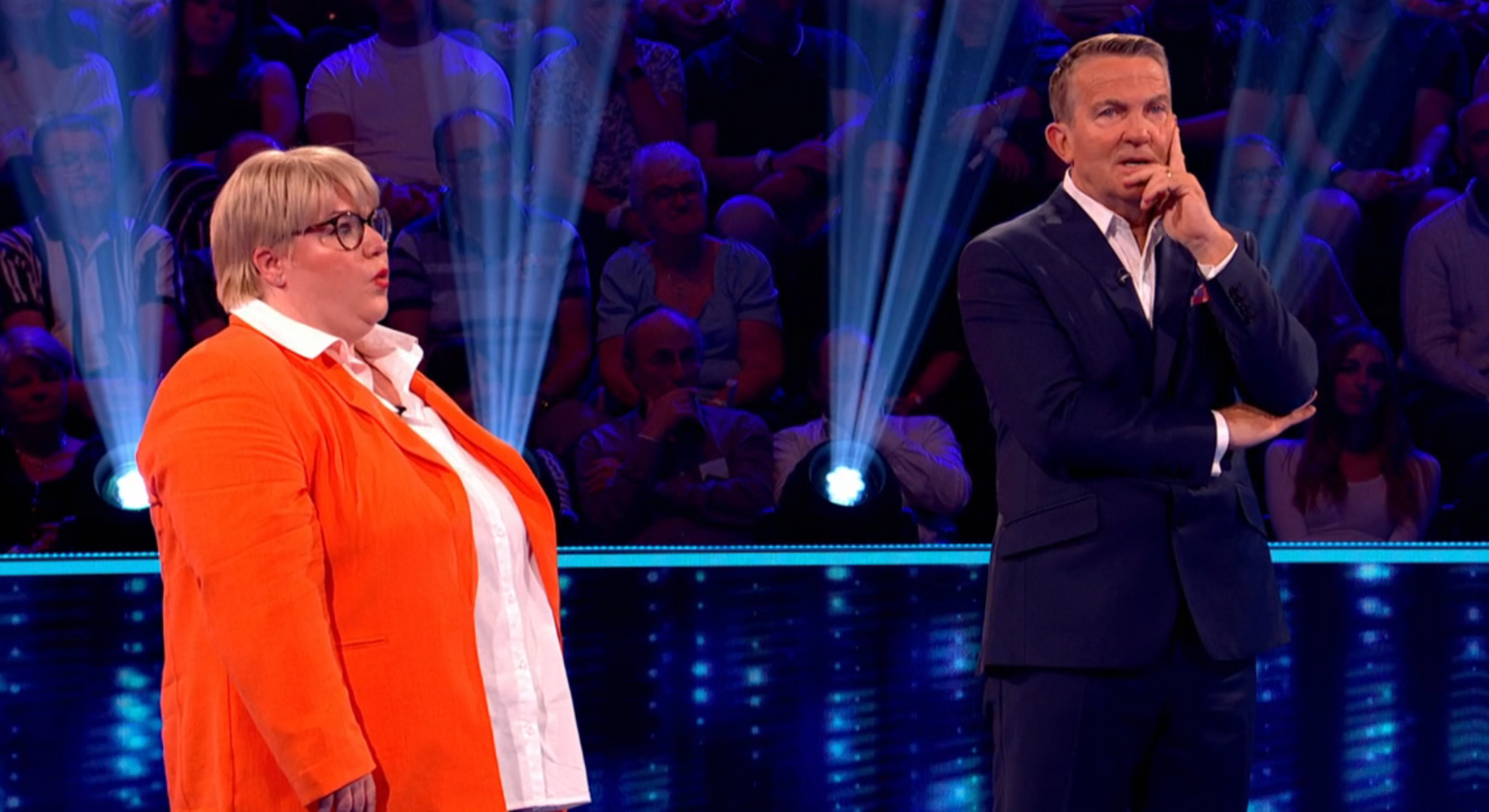 Beat The Chasers contestant Lucy and host Bradley Walsh