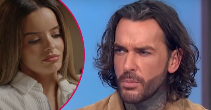 Maura Higgins frowning beside a frowning Pete Wicks