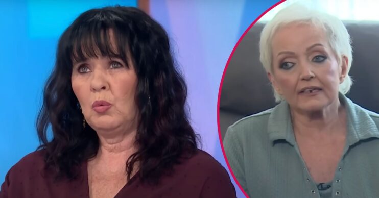 Coleen Nolan looking up / Linda Nolan looking to the side