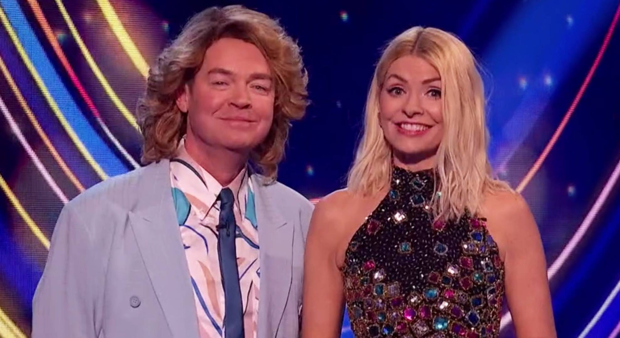Stephen Mulhern and Holly Willoughby both smile