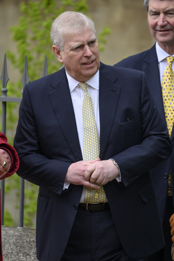 Prince Andrew leaving Easter service with royals