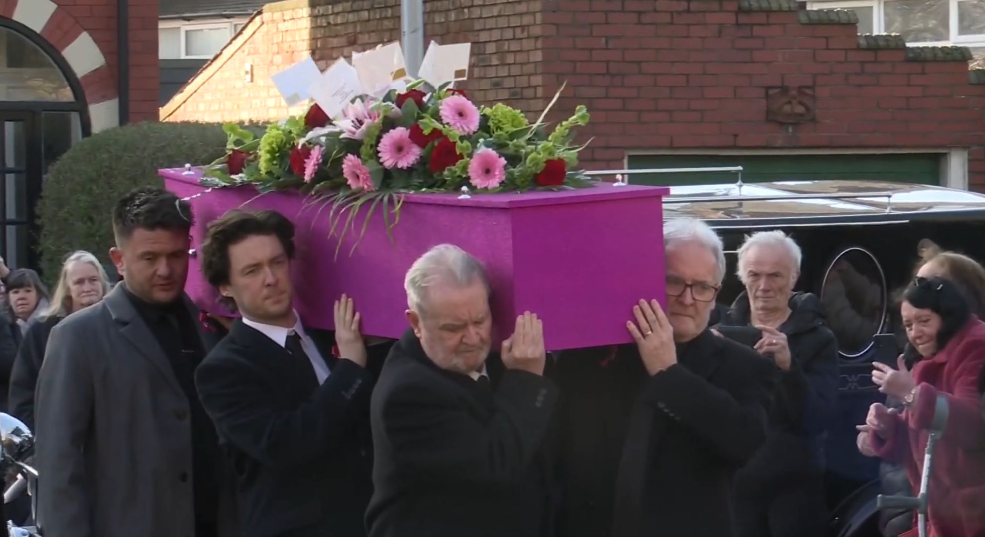 Linda Nolan pink coffin
